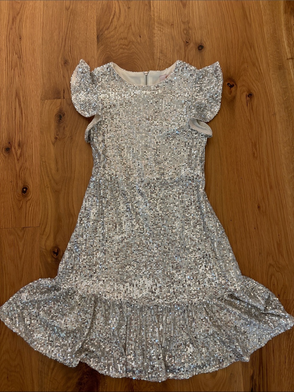 GB girls Silver Sequin Flutter Sleeve Party Dress